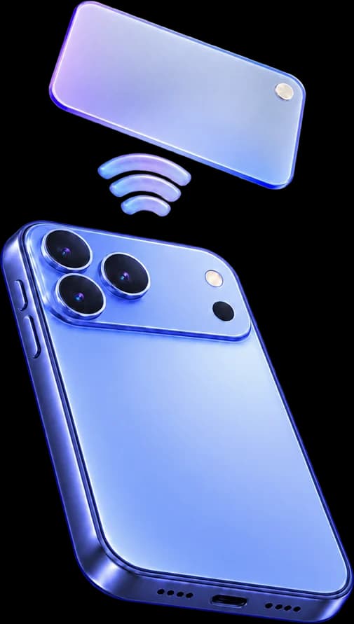 An iPhone reading an NFC business card